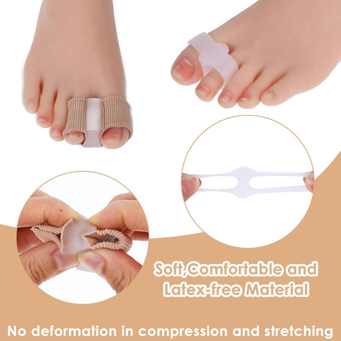 2pcs Bunion Corrector Toe Separators with 2 Loops, Big Toe Spacer Hammer Toe Straightener for Foot Alignment Relief