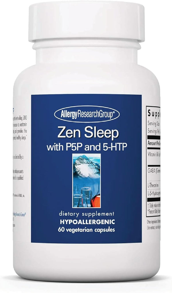 Allergy Research Group Zen Sleep Supplement - Supports Normal Healthy Sleep, P5P, 5-HTP, GABA, L-Theanine, 60 Count
