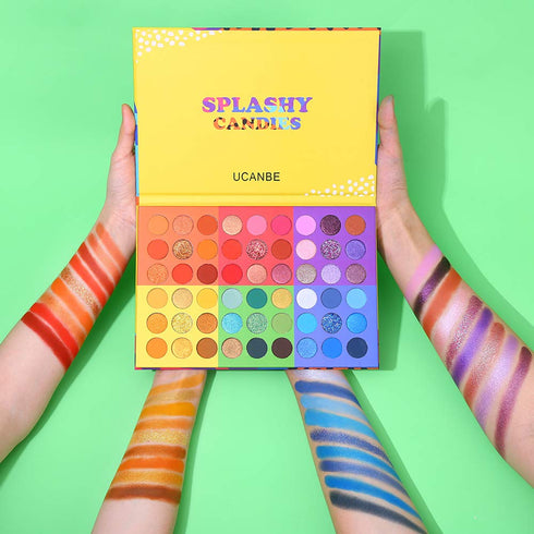 UCANBE 54 Colors Splashy Candies Eyeshadow Palette - Highly Pigmented Matte Shimmer Glitter Waterproof Long Lasting