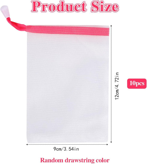 10PCS Random Color Soap Bags, Handmade Soap Bubble Mesh Bags for Bath and Shower Cleaning Tool