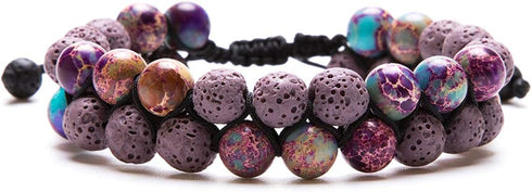 Bivei Aromatherapy Essential Oil Diffuser Bracelet, Lava Stone Bead Gemstone Anxiety Diffuser Bangle