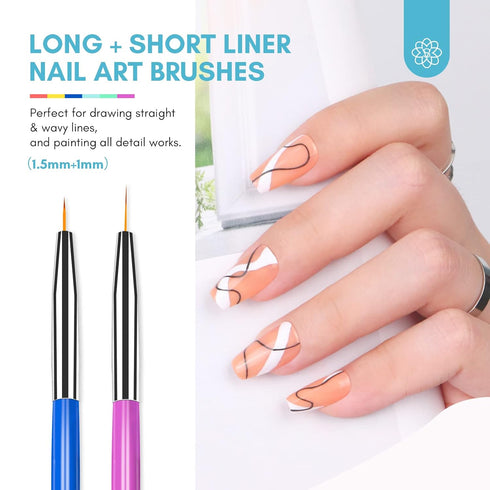 SAVILAND 6PCS Nail Art Brushes Set, Multifunctional Brushes for Nail Design, Gel Nail Brush, and Dotting Tools