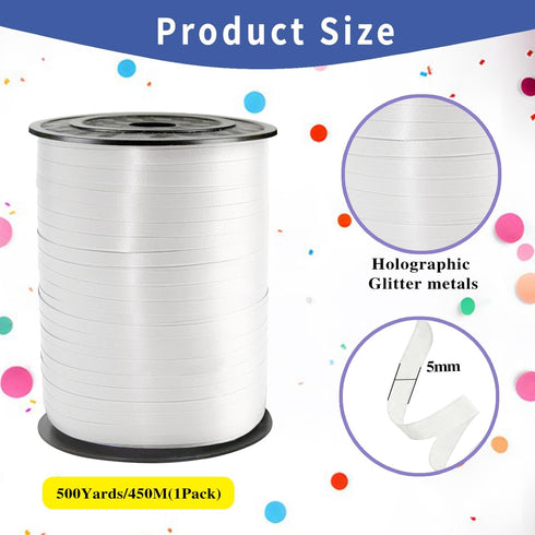 500 Yard White Curling Ribbon, White Ribbon, Curling Ribbon ,for Birthday Party Festival Decoration Balloon Ribbon, Balloon String, Thin Ribbon,Curling Ribbon for Crafts by WFAUIBR