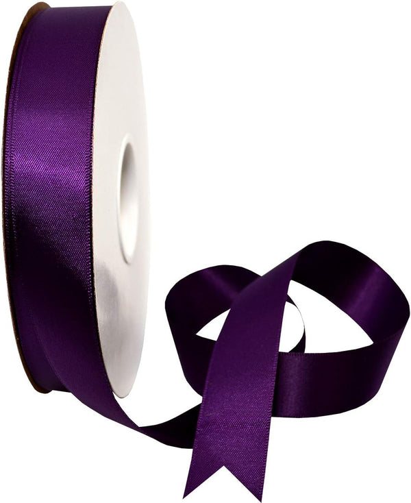 Morex Ribbon Double Face Satin Ribbon 7/8" X 50 YD Plum for Gift Wrapping, Birthday Cards, Crafts