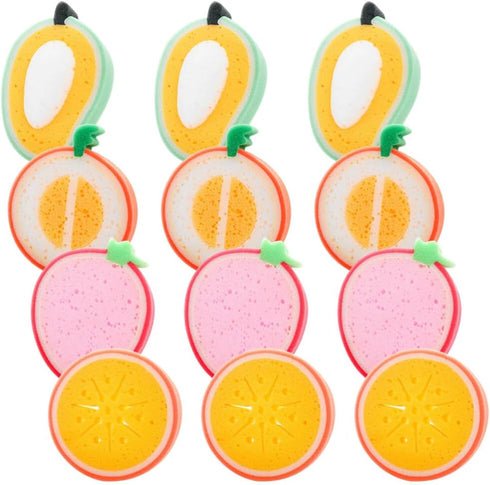 Cute Fruit-Shape Kitchen Sponge Washing Sponge, 12pcs Dish Cleaning Scrubber (4.72X4.72X1.38in)
