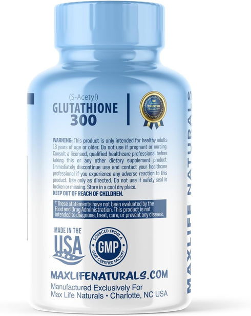 S-Acetyl L-Glutathione - 300mg Acetylated Glutathione Supplement for Antioxidant Support, Liver & Skin Vitality (60
