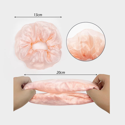 Light Up Scrunchies, LED Glow in the Dark Hair Ties for Neon Party, Fun Hair Accessories (4Pcs-Pink+brown)