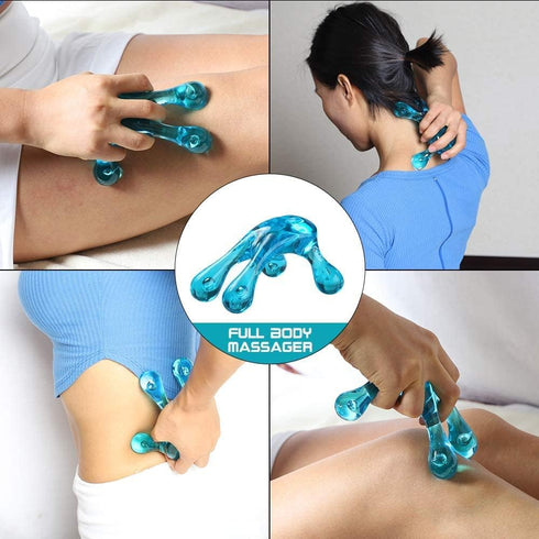 Palm Massage Tool - Handheld Four Point Massage Tool for Deep Tissue Pain Relief, Easier Grip (Blue)