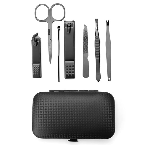Manicure Set Nail Clippers Pedicure Kit,7 In 1 Pieces Stainless Steel Manicure Kit,Grooming Kits,Christmas Gifts Under 5 Dollars Patient Nail Care Tools with Luxurious Travel Case
