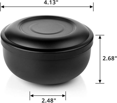 QSHAVE Stainless Steel Shaving Bowl with Lid 4 Inch Diameter Large Deep Size Matte Black Chrome Coating by QSHAVE