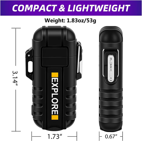 LcFun Arc Lighter, Waterproof Electric USB Type C Rechargeable, Dual Arc Plasma Flameless Lighter