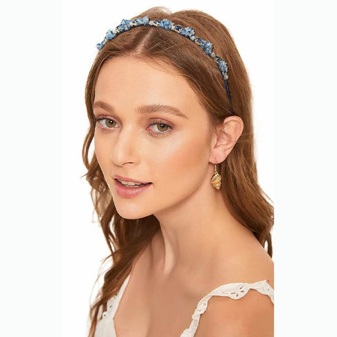 Urieo Thin Rhinestone Headband, Bling Crystal Hairband, Vintage Parties Hair Accessory for Women (Blue)