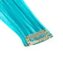 SWACC 12 Pcs Straight One Color Clip on Party Highlights Hair Extensions, Synthetic Hairpieces (Teal Blue)