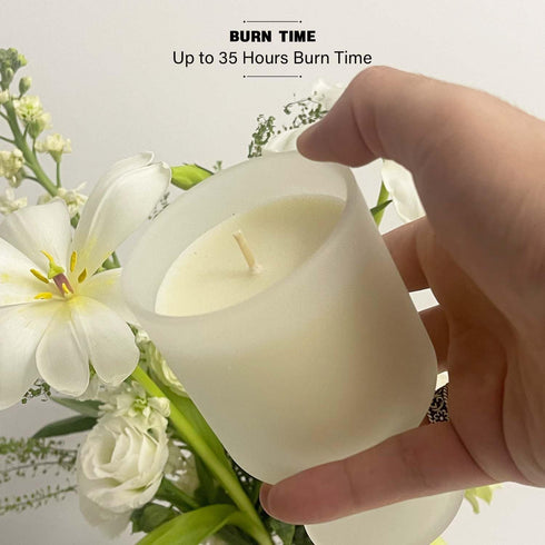 REKMO AMOY LANGYE 6 oz Luxury Lemon, Citrus, Basil Scented Soy Candles for Home - Non Toxic, Long Lasting Burn, Frosted