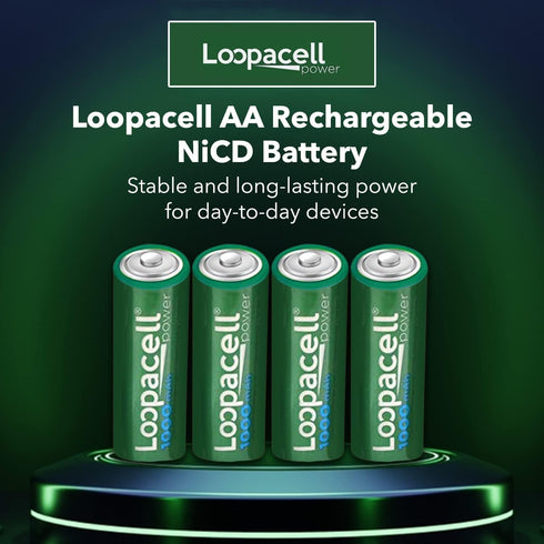 4 AA Rechargeable NiCD Battery, 1.2V 1000mAh High Capacity