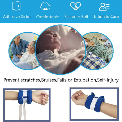 XGOPTS 4Pcs Patient Medical Restraints Adjustable Bed Restraints for Elderly Seniors Dementia Patients Safety Hospital