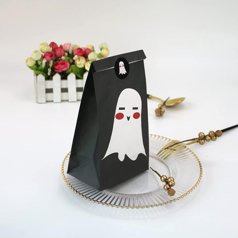 Halloween Treat Bags, 24 Pcs Trick or Treat Goody Gags Gift Bags with 24 Pcs Stickers for Party Supplies