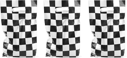 LYT 30 PCS Black and White Checkered Racecar Gift Bags - Birthday Party Supplies for Kids Race Car Theme