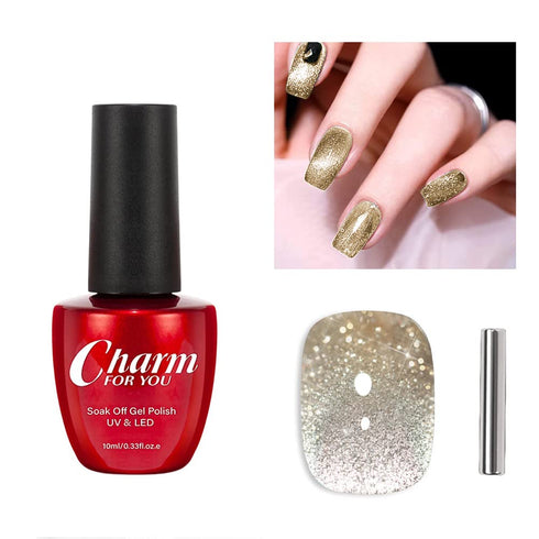 VERONNI Reflective Cat Eye Gel Nail Polish, Glitter Magnetic Shimmer Gel, Soak Off UV LED Nail Art 10ml