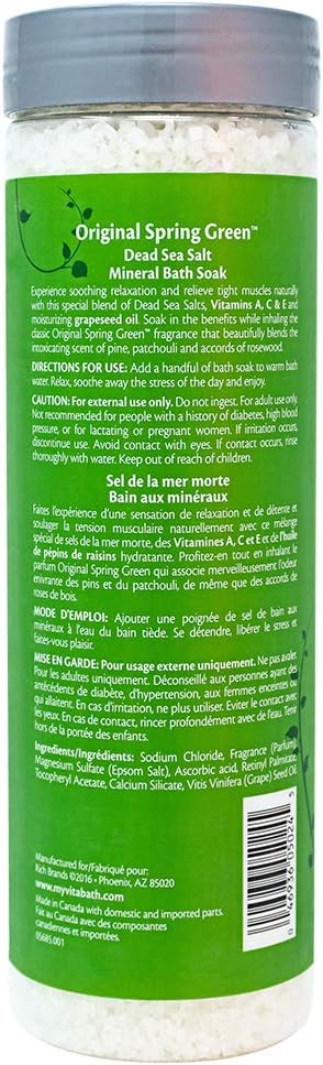 Vitabath Original Spring Green Mineral Bath Soak, 27 oz Reviving Muscle Recovery and Relaxation