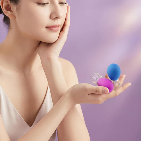 LUSTRIB 4Pcs Set, Silicone Facial Cupping Therapy Face Cupping Therapy Kit for Anti Cellulite, Vacuum Suction Massage