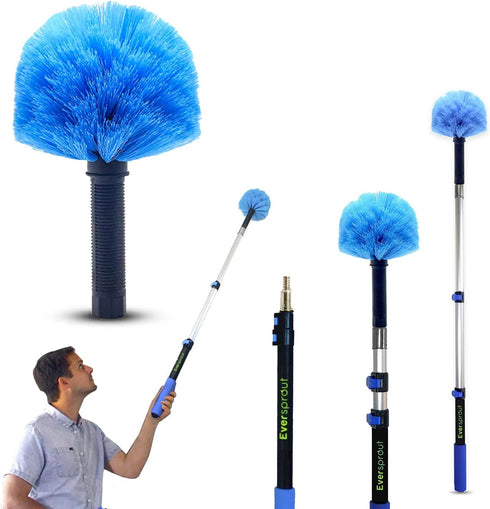 EVERSPROUT Cobweb Duster and Extension-Pole Combo, 1.5-to-3 Foot (8-10 Ft Standing Reach, Medium-Stiff Bristles)