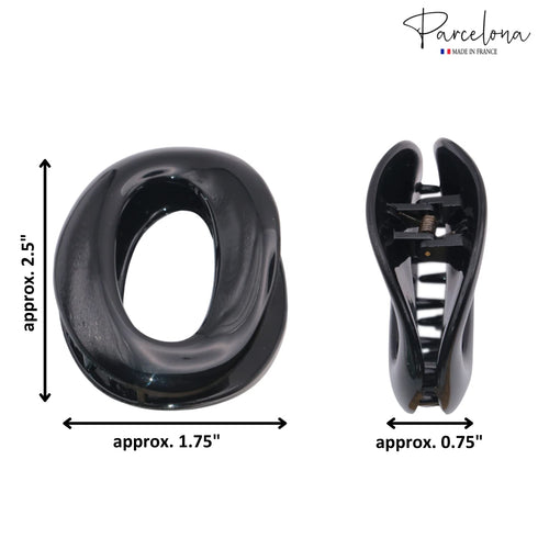 Parcelona Set of 2 Small French Flat Tube Celluloid Clips, Non-Slip Grip Hair Accessories