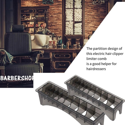 Rectangular Plastic Comb Storage Box, 10 Grid Clipper Guard Holder with Universal Base Tools for Barbershop