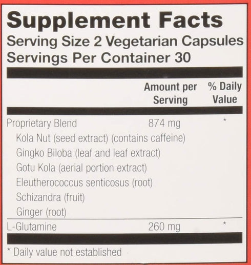 Natural Balance Brain Pep | Brain Function Supplement with Ginkgo Biloba, Kola Nut | 60 Capsules for Improved Memory,