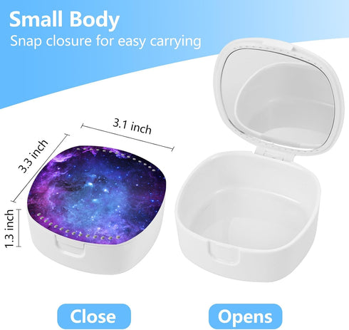 Retainer Case, Mouth Guard Case, Denture Case, Orthodontic Aligner Case with Mirror and Ventilation Holes, Purple Star