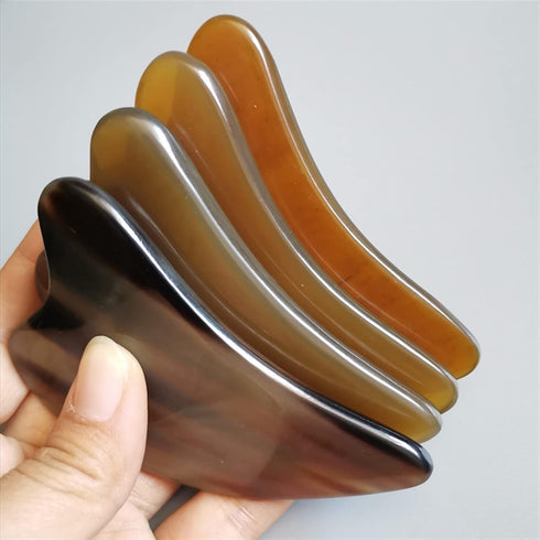 MObyat 1Pcs Natural Ox Horn Gua Sha Board Gouache Face Massager Lift Neck Body Scraping Massage Beauty Tools Physical