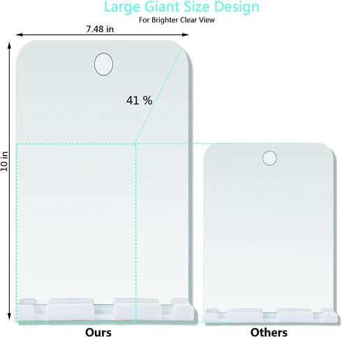 XoYo APHUIME Large Fogless Shower Mirror - Includes 1 Adhesive Hook, Anti-Fog Wall Hanging Mirror for Makeup Shaving