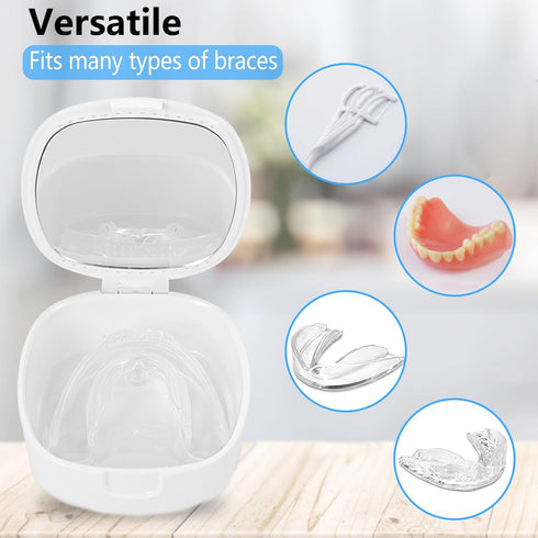 Retainer Case, Mouth Guard Case, Denture Case, Orthodontic Aligner Case with Mirror and Ventilation Holes, Purple Star