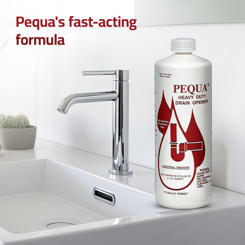 PEQUA INDUSTRIES P-10232 Heavy Duty Drain Opener, Non-Acid, Fast-Acting Formula, 32 Oz (Pack of 3)