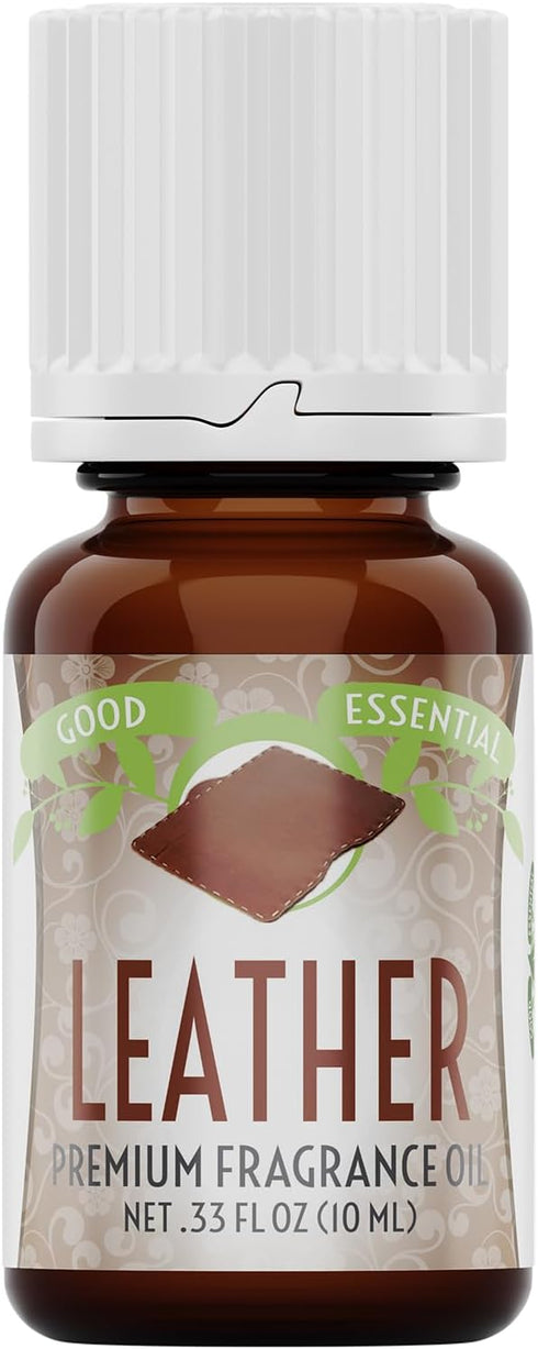 Good Essential Professional Leather Fragrance Oil - 0.33 Fluid Ounces for Candle Warmer, Wax Melts, Diffuser