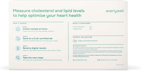 Everlywell Cholesterol and Lipids Test - At-Home Collection Kit for Ages 18+ - Accurate Results from CLIA-Certified Lab
