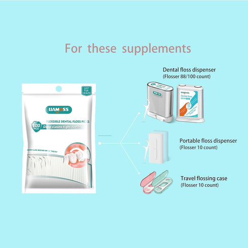 308 Count Dental Floss Picks with Floss Dispenser - Professional Dental Oral Care Storage Tools, Travel Organizers