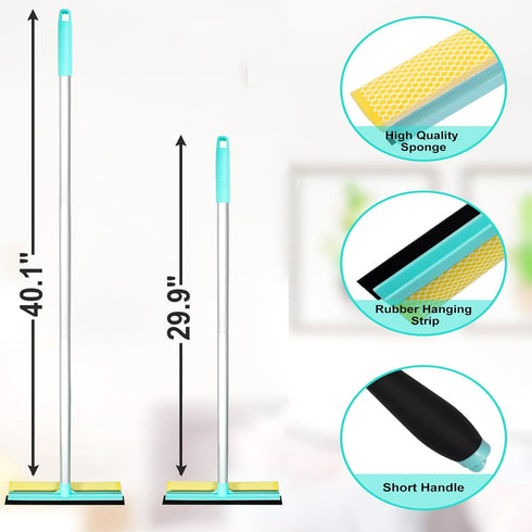 51" Squeegee for Window Cleaning - 2 in 1 Window Cleaning Squeegee Kit with Dual Side Rubber & Sponge