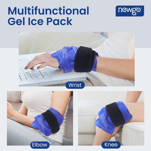 NEWGO Ankle Ice Pack Wrap for Swelling, Reusable Cold Pack for Ankle Injuries, Hot Cold Therapy, Blue