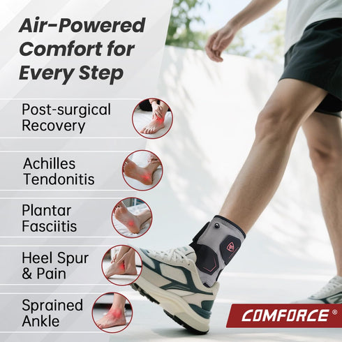 Plantar Fasciitis Ankle Support with Airbag, Heel and Arch Pain Relief with Air Inflation Device, Achilles Tendonitis