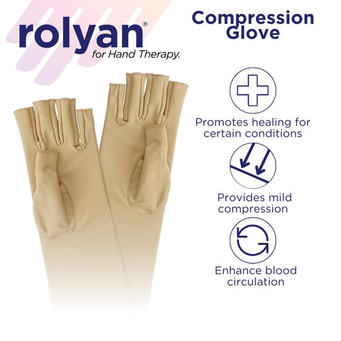 Rolyan Fingerless Compression Glove for Arthritis, Right Hand, Small, Open Finger