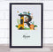 The Card Zoo Jungle Animals Initial R Baby Birth Details Nursery Christening Gift Print