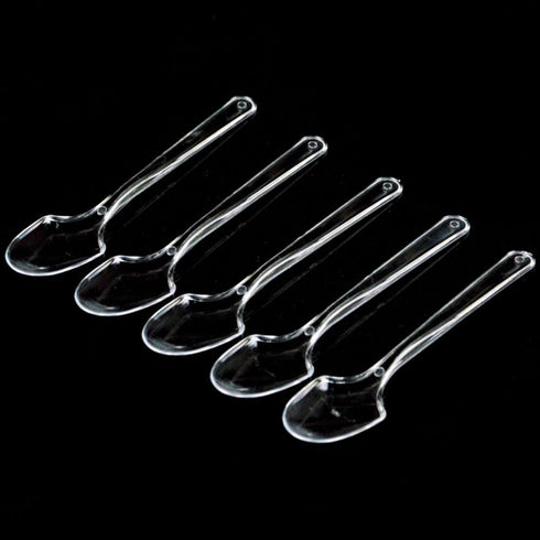AKOAK 100 Count Mini Clear Plastic Disposable Spoons for Dessert, Appetizer, Ice Cream, and Soup