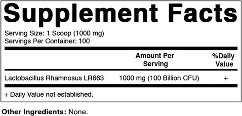 Vitamatic Lactobacillus Rhamnosus Probiotic Powder, 100 Gram (3.5 OZ), Digestive Health Support, 100 Servings