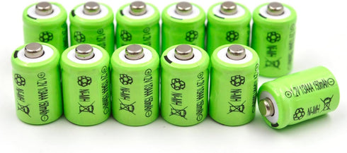 Lunggwey (12-Pack) 1/3AAA 1.2V 150mAh GP-17AAAH, N-50AAA, 1/3AAA-170NM Ni-MH Button Top Batteries Compatible with Solar