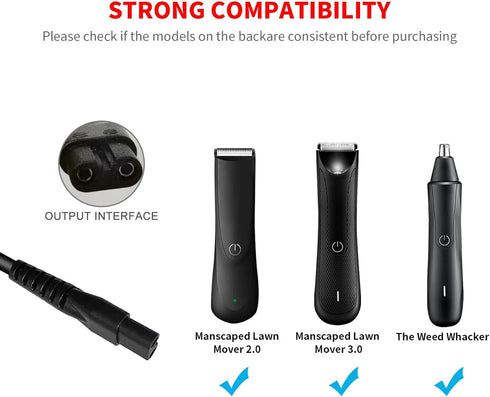 MEROM Charging Dock Power Adapter Cord Compatible with Manscaped The Lawn Mower 3.0 2.0 The Weed Whacker Electric Groin Hair Trimmer, Stand Charging Base for Lawn Mover Male Hygiene Clippers Razor
