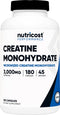 Nutricost Creatine Monohydrate, 3,000mg, 180 Capsules (750mg Per Capsule) - Gluten Free