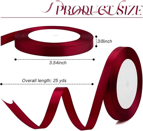 Red Ribbon for Gift Wrapping 3/8 Inch 25 Yds Dark Red Ribbon for Flower Bouquet Ribbon Gifts Bow Maker Mothers Day Fathers Day Ribbons for Crafts Hair Burgundy Ribbon for Christmas Tree Decorations by EmDryze