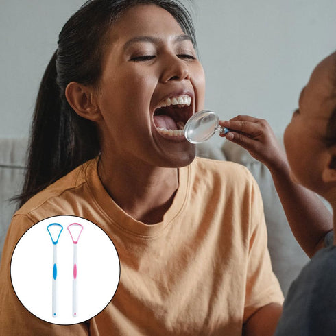 2pcs Tongue Cleaner Scraper Oral Brush for Adult Tongue Cleaning, TPR Adult Tongue Scraping Tools