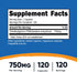 Nutricost TMG (Trimethylglycine) 750mg, 120 Capsules